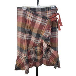 Free People Wool Blend Tartan Print Skirt Size 10